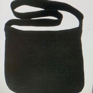 The Sak Black Woven Crochet Boho Shoulder Bag Purse